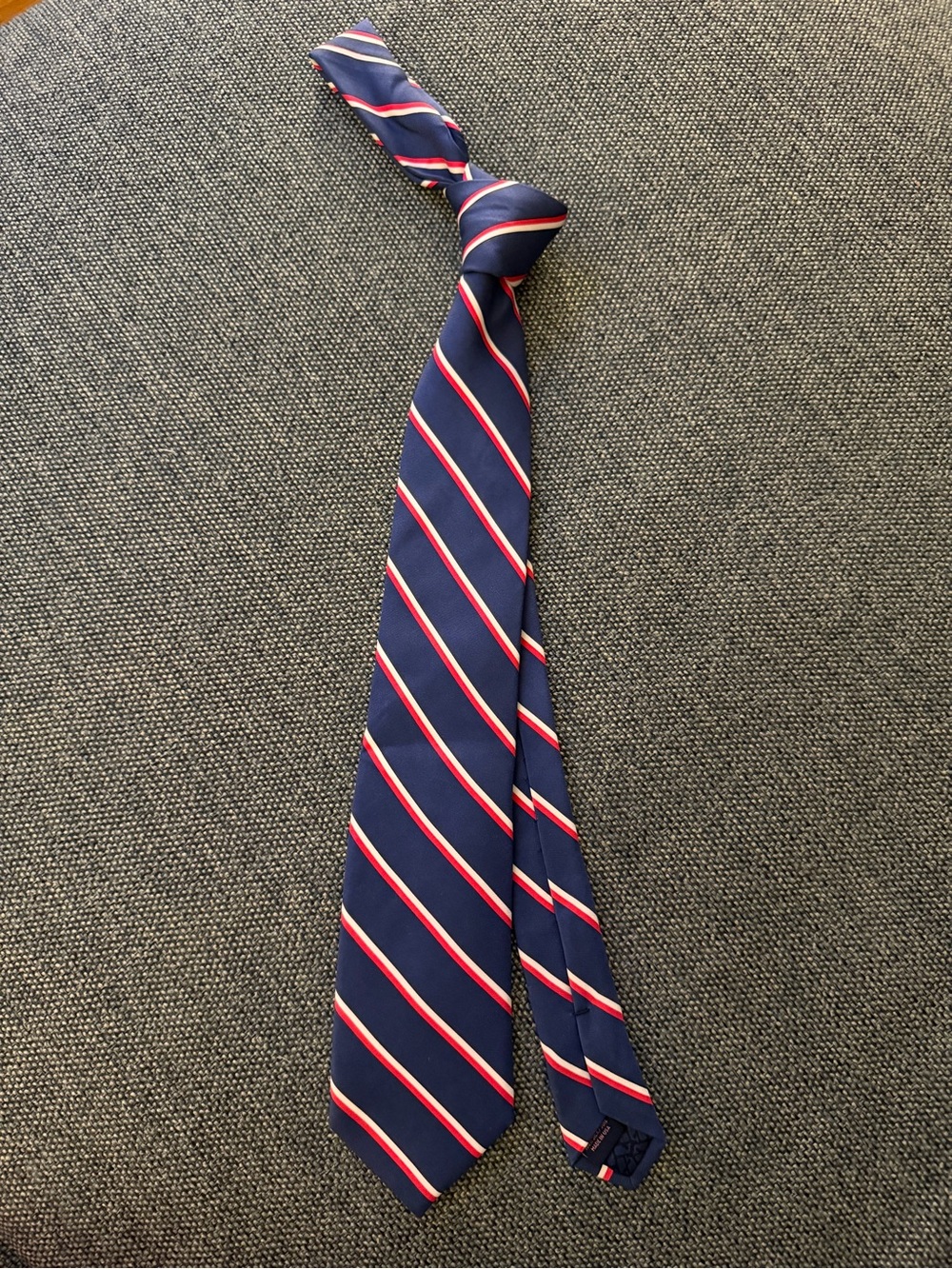 Vineyard Vines Navy Red White Striped Silk Tie Preppy Made in USA